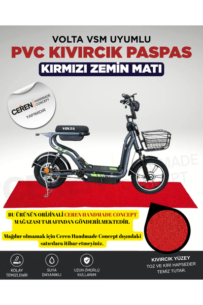 Volta Vsm Uyumlu Kırmızı Pvc Kıvırcık Paspas Zemin Matı, Vsm Koruyucu Zemin M...