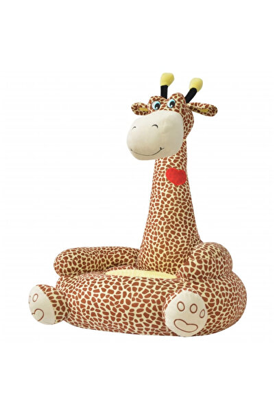 Concept Scaun din pluș pentru copii cu model girafă, maro