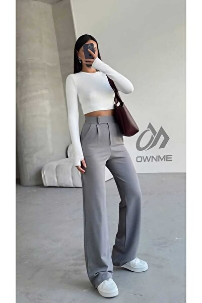 OWNME Pantaloni Palazzo negri cu închidere velcro din Lycra de damă