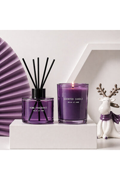 homeartplus Mor Renk Soft Line kokulu Oda kokusu ve Mum Seti