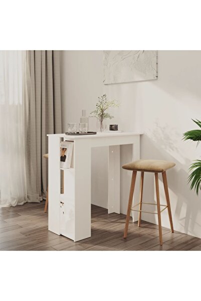 Concept Masă de bar cu raft, alb, 102x50x103,5 cm, PAL