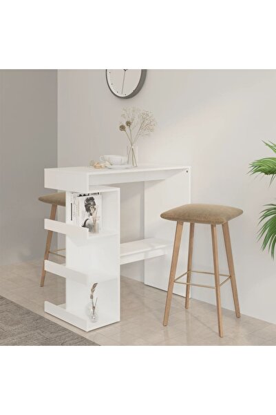 Concept Masă bar cu raft de depozitare, alb, 100x50x101,5 cm, PAL
