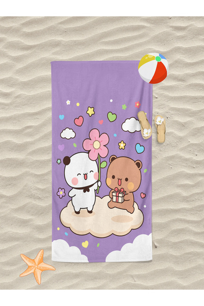 Erays Home Πετσέτα θαλάσσης Bubu Dudu με σχέδια και στάμπες, βαμβακερή πετσέτ...