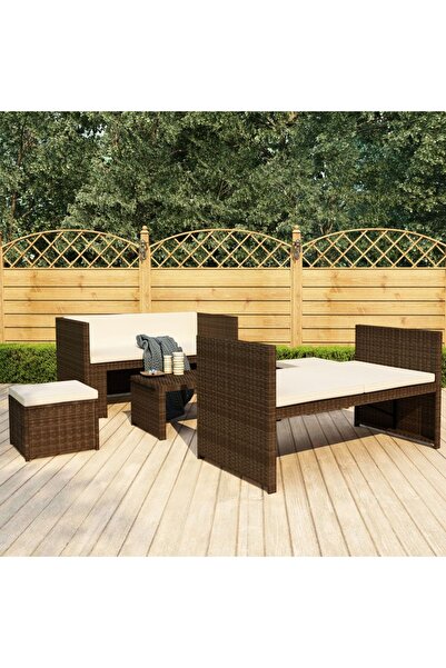 Concept Set mobilier de grădină cu perne, 5 piese, maro, poliratan