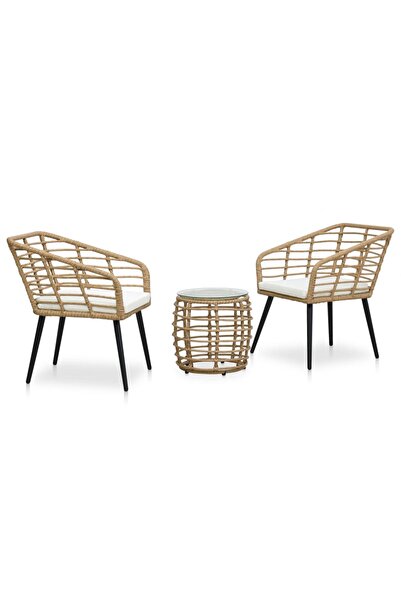 Concept Set mobilier de bistro, 3 piese, stejar, poliratan