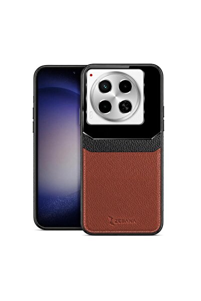 Zebana TECNO Camon 30 Uyumlu Kılıf Lens Deri Kılıf Kahverengi