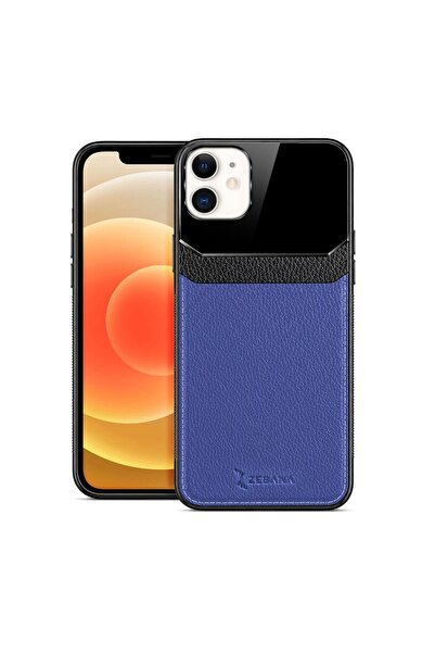 Zebana Apple iPhone 11 Uyumlu Kılıf Lens Deri Kılıf Lacivert