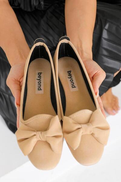 Beyond Γυναικεία Μπεζ Βελούδινα Παπούτσια Σπιτιού με Φιόγκο 1εκ. BYNDSHR03