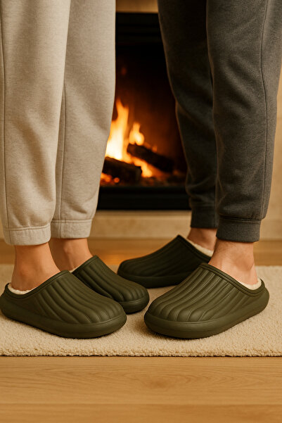 Beyond Unisex Khaki Homey Αδιάβροχες χειμερινές παντόφλες σπιτιού με μαλακή γ...