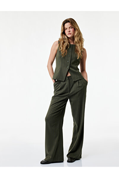 Koton Pleated Wide Leg with Pocket Detail Palazzo Pants