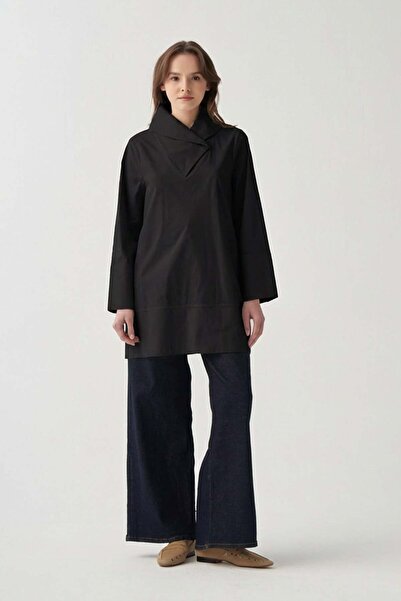 ALLDAY Μαύρο πουκάμισο με λεπτομέρεια στο γιακά και κουμπιά