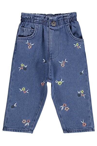 Civil Baby Floral Embroidered Denim Pants for 6-18 Months - Blue