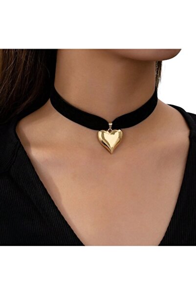 The Casius. Βελούδινο κορδόνι κολιέ με μενταγιόν καρδιά