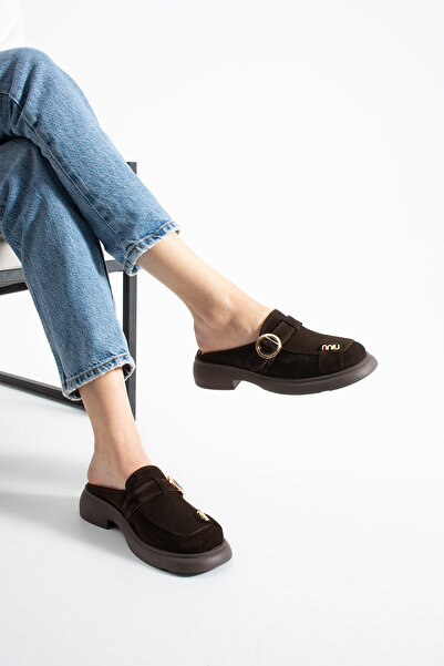 dericia shoes شبشب نسائي مريح للاستخدام اليومي من الجلد الطبيعي باللون البني ...