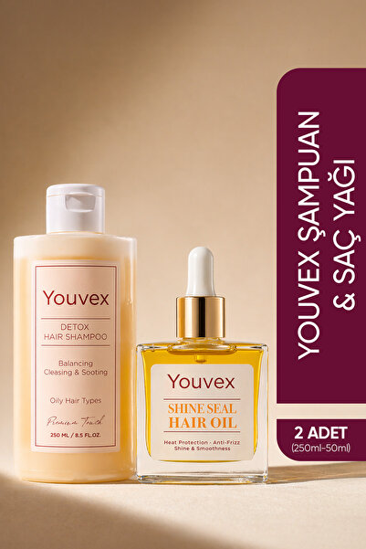 The Youvex Yağlı Saçlar için Detox Bakım Şampuanı 250ml ve Shine Seal Saç Bak...