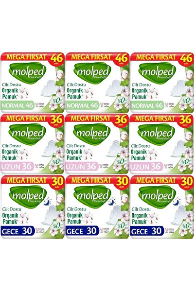 Molped Pure&Soft Hygienic Pads Advantage Pk Normal 138 + Long 108 + Night 90 ...