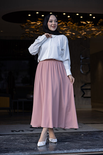 Suede Style 6443 - Comfortable and Stylish Viscose Elastic Waist Cobe Skirt