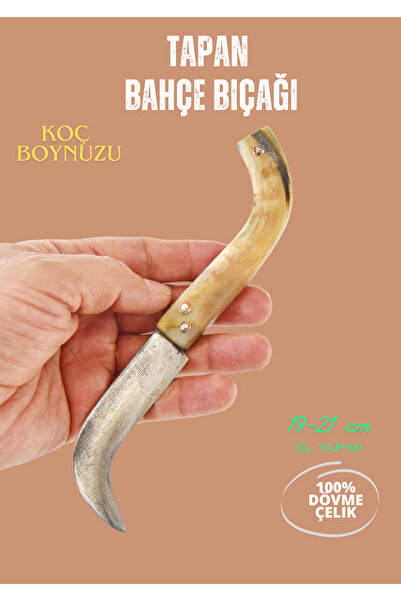 TAPAN BIÇAĞI Tapan Ters Aşı Bıçağı 19-21 cm Koç Boynuzu Kara Çelik Sarı