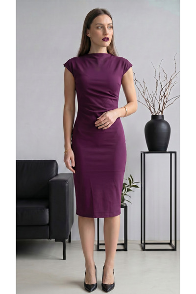 Rokka Moda Kalem Midi Kısa Kol Elbise