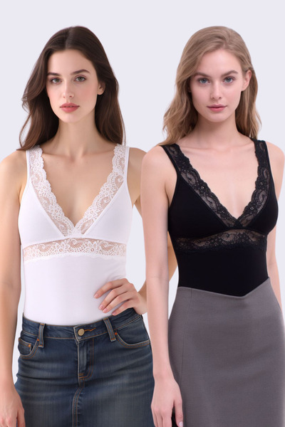 Pearlune Women's 2-Piece Cotton & Modal Thick Strap Standard Size Undershirt ...