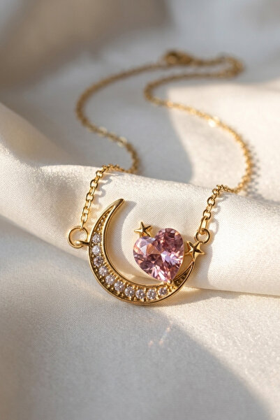 Elifsu Jewelry The Light of the Moon's Heart Steel Zircon Stone Necklace