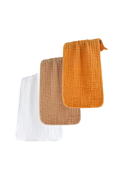 MON LOULOU 3 baby muslin towels, 25x50cm, 100% cotton, soft and absorbent, fo...