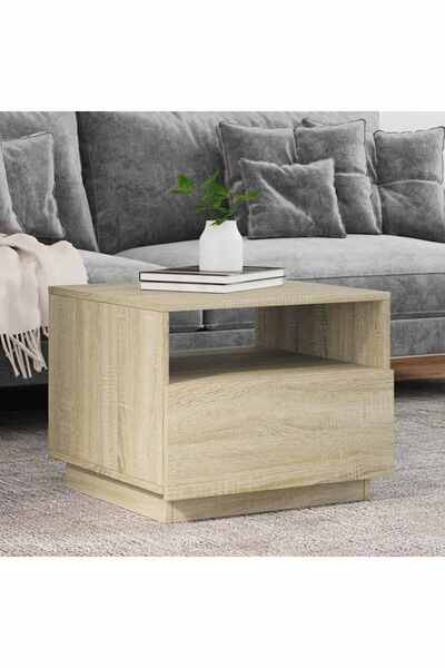 vidaxl Τραπεζάκι Σαλονιού με Φώτα LED Sonoma Δρυς 50x49x40 εκ.