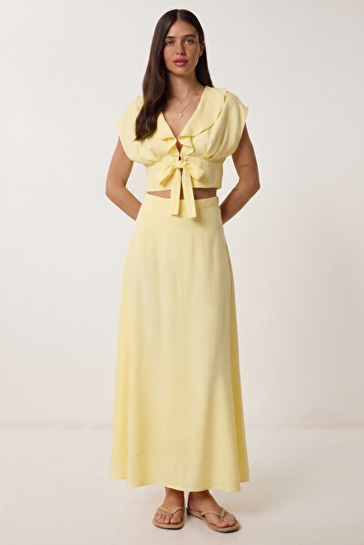 Lovelyİstanbul Σετ Μπλούζας και Φούστας Modal με Λεπτομέρεια Δεσίματος LGX000...