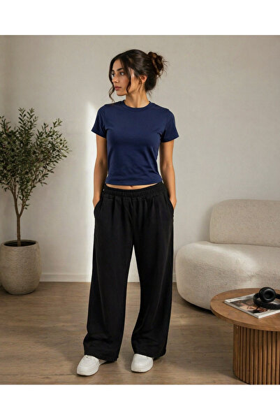 ZAVIXO Γυναικείο Crop Casual Σετ 2 τεμαχίων, 100% Βαμβάκι, Καθημερινό Κομψό Σετ