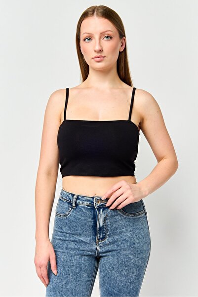 Don't Call Me Jennyfer Women Square Neck Solid Sleeveless Tank Top, Black