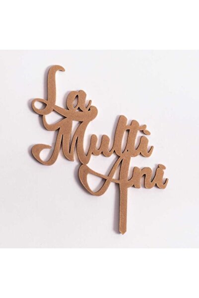 OEM Topper La mulți ani, Lemn auriu, Accesoriu festiv pentru tort, Design ele...