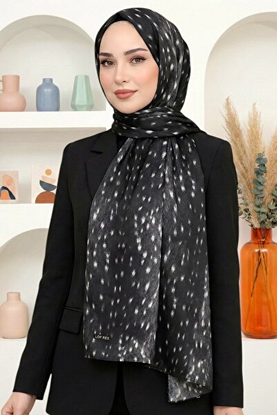 hadiora Women's Black Gazelle Patterned Organic Cotton Soft Shawl