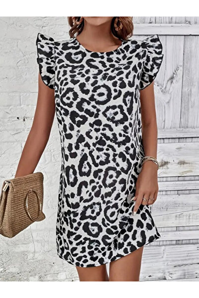 DRESSIFY WOMEN’S FASHION Γυναικείο κοντομάνικο μανίκι βολάν Λεπτομέρεια με δέ...