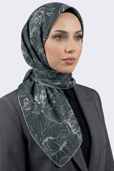 hadiora وشاح نسائي ناعم من القطن العضوي بنقشة الزهور الخضراء