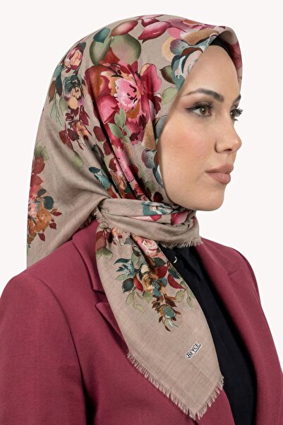 hadiora Women's Light Mink Floral Flared Scarf 6504