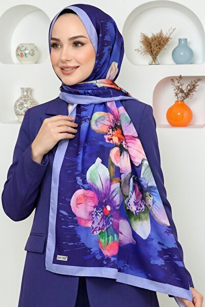 hadiora Women's Cobalt Blue Orchid Patterned Soft Shawl