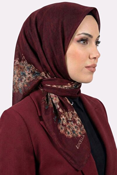 hadiora Women's Red Floral Patterned Organic Cotton Soft Scarf