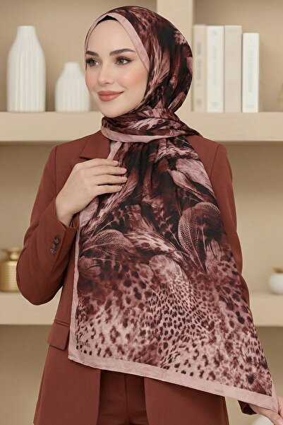 hadiora Women's Burgundy Leopard Patterned Bamboo Crush Shawl
