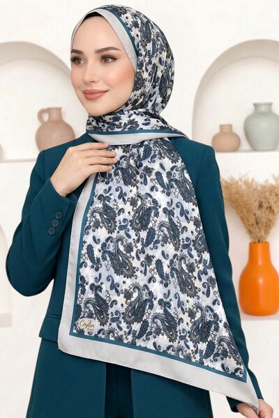 hadiora Women's Ecru Shawl Patterned Organic Cotton Soft Shawl