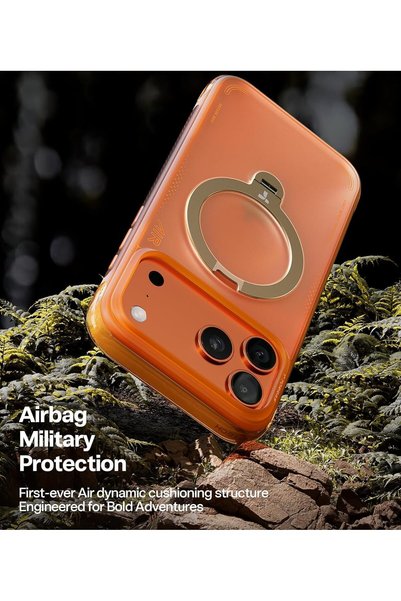 TORRAS Ostand Q3 Air, iPhone 17 Pro Case with 360°Rotating Magnetic Stand MagSafe Compatible, Orange