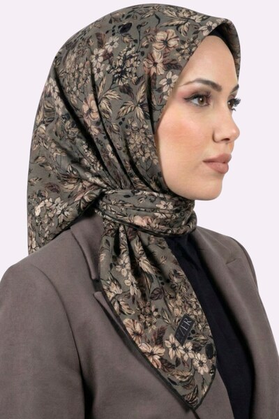 hadiora Women's Brown Floral Patterned Organic Cotton Soft Scarf