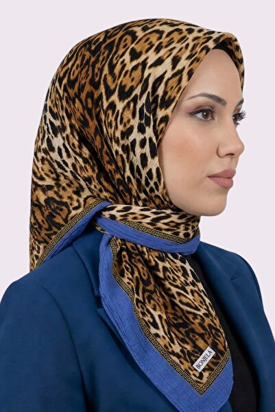 hadiora Women's Blue Leopard Patterned Mio Jazz Scarf