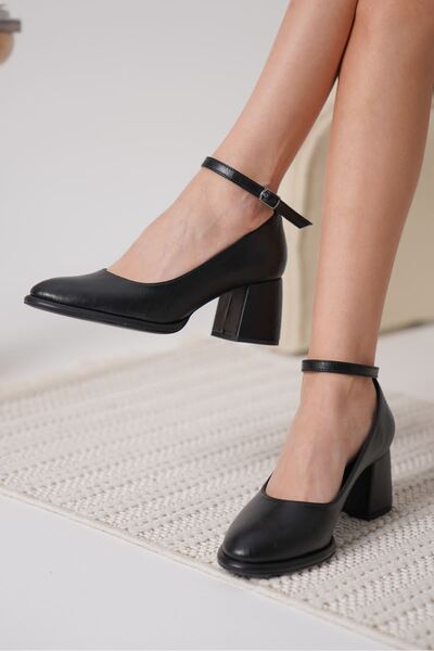 Zerenyus Παπούτσια Josephine Premium Μαύρα Ματ με Χοντρό Τακούνι 7 εκ.