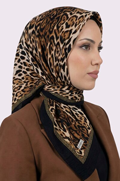 hadiora Kadın Siyah Leopar Desenli Mio Caz Eşarp