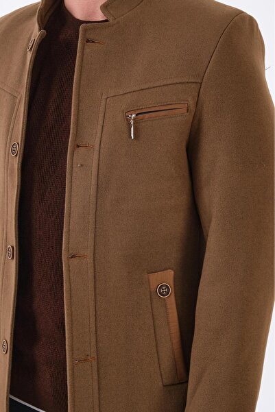 RUVEN TEKSTİL Ανδρικό παλτό Ezel με όρθιο γιακά και κουμπιά στην τσέπη, στενή...