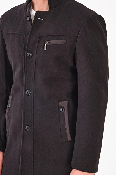 RUVEN TEKSTİL Ανδρικό παλτό Ezel με όρθιο γιακά και κουμπιά στην τσέπη, στενή...