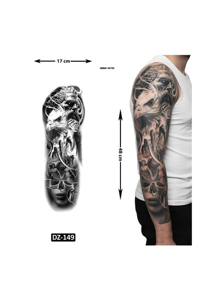Tattoo Gerçekçi Kartal Zeus 2 Hatalık Tam Kol Bacak Yapıştırma Geçici Dövme 4...