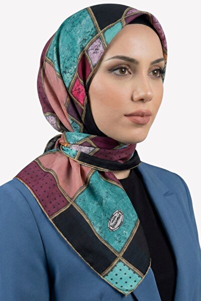 hadiora قميص نسائي بتصميم هندسي باللون الفيروزي مع خياطة مزخرفة