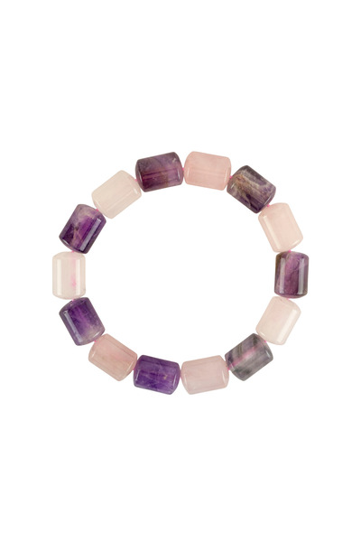Zeynep Büyükbay Amethyst Pink Quartz Natural Stone Bracelet (10mm Pipe Cut)