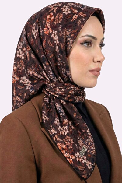 hadiora Women's Burgundy Floral Patterned Organic Cotton Soft Scarf